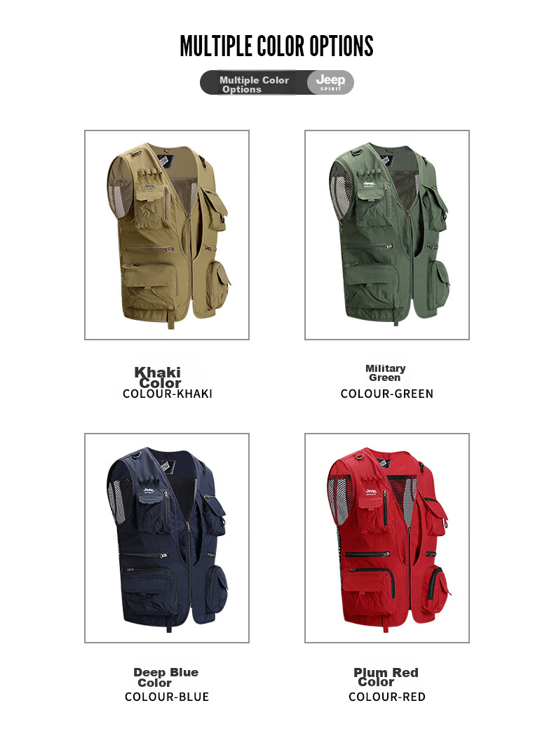 JEEP SPIRIT Men's Vest, Spring And Autumn Outdoor Fishing Multi-Pocket Sleeveless Jacket, Military Green, 2XL 8