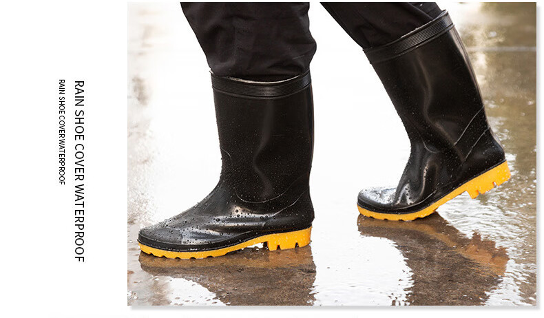 Xiyu Men's Waterproof Shoes, Lightweight Rubber Shoes, Non-Slip Rain Boots, Overshoes, Chef Shoes XY807, Black Short Tube, Size 40 3