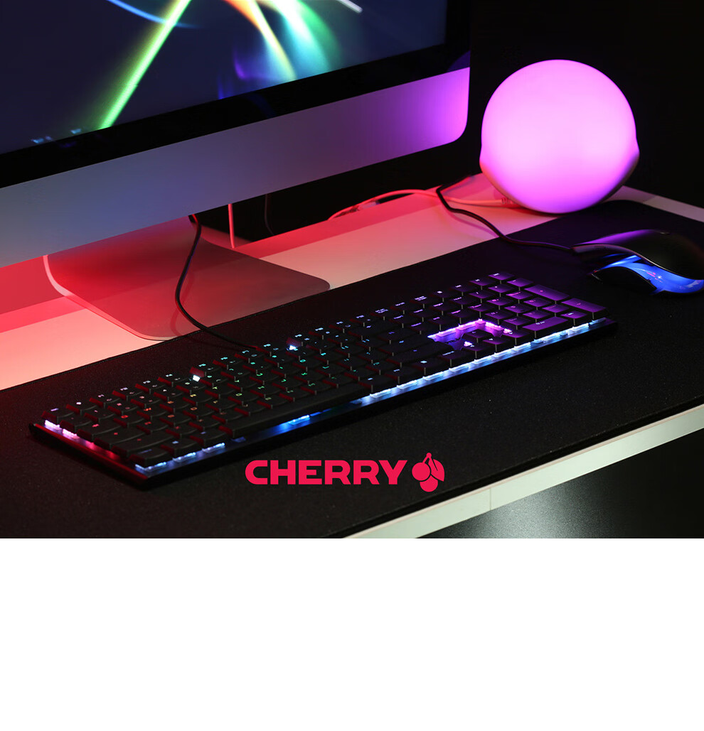 CHERRY MX10.0 Wired Keyboard, Gaming Keyboard with RGB Lighting Effects, Ultra-Thin Body, Office Keyboard, Alloy Shell, White, MX LP Switches 9