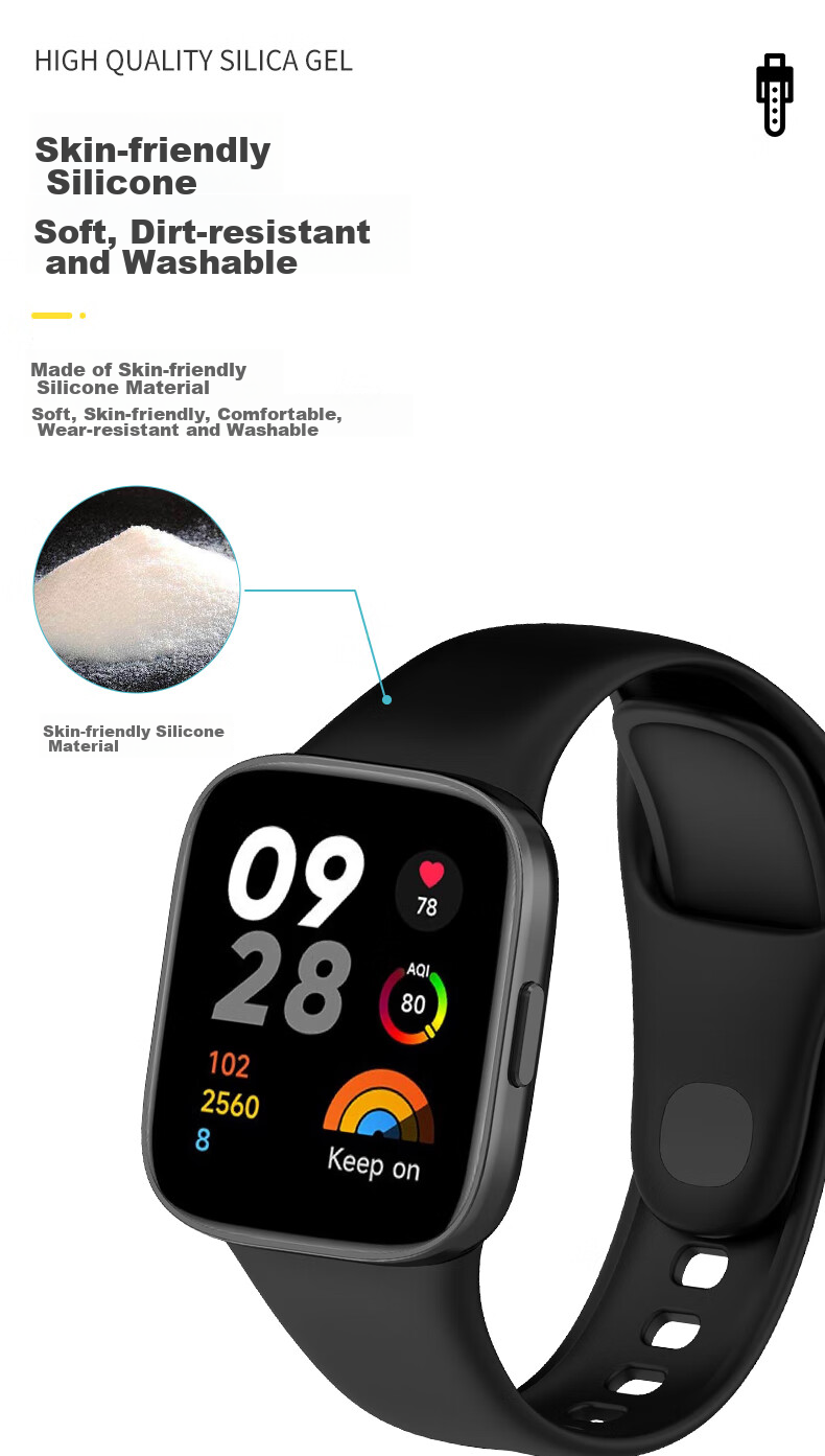 KMaxAI Compatible Silicone Watch Band for Xiaomi Redmi Watch 3, Xiaomi Redmi Smart Sports Watch Strap, Dopamine Fresh Replacement Wristband, Ivory White 6
