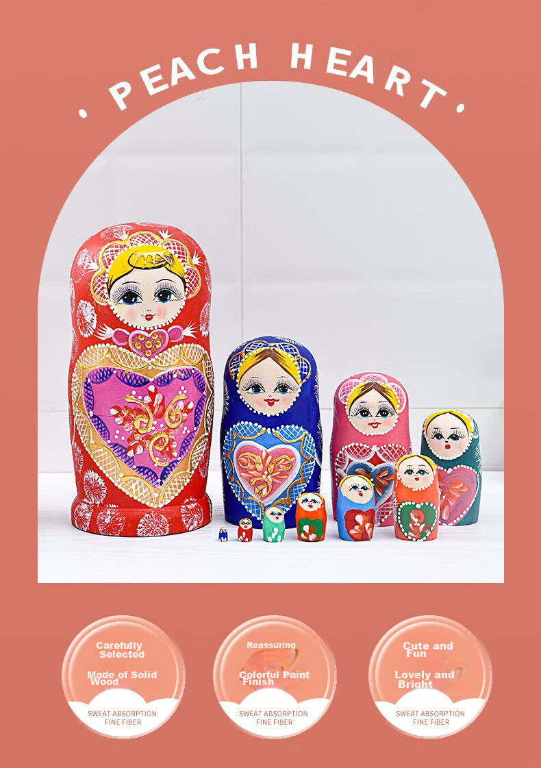 Huashimeng Russian Nesting Dolls Wooden 10-Layer Cartoon Doll Toy for Boys And Girls, Birthday And Holiday Gift 2