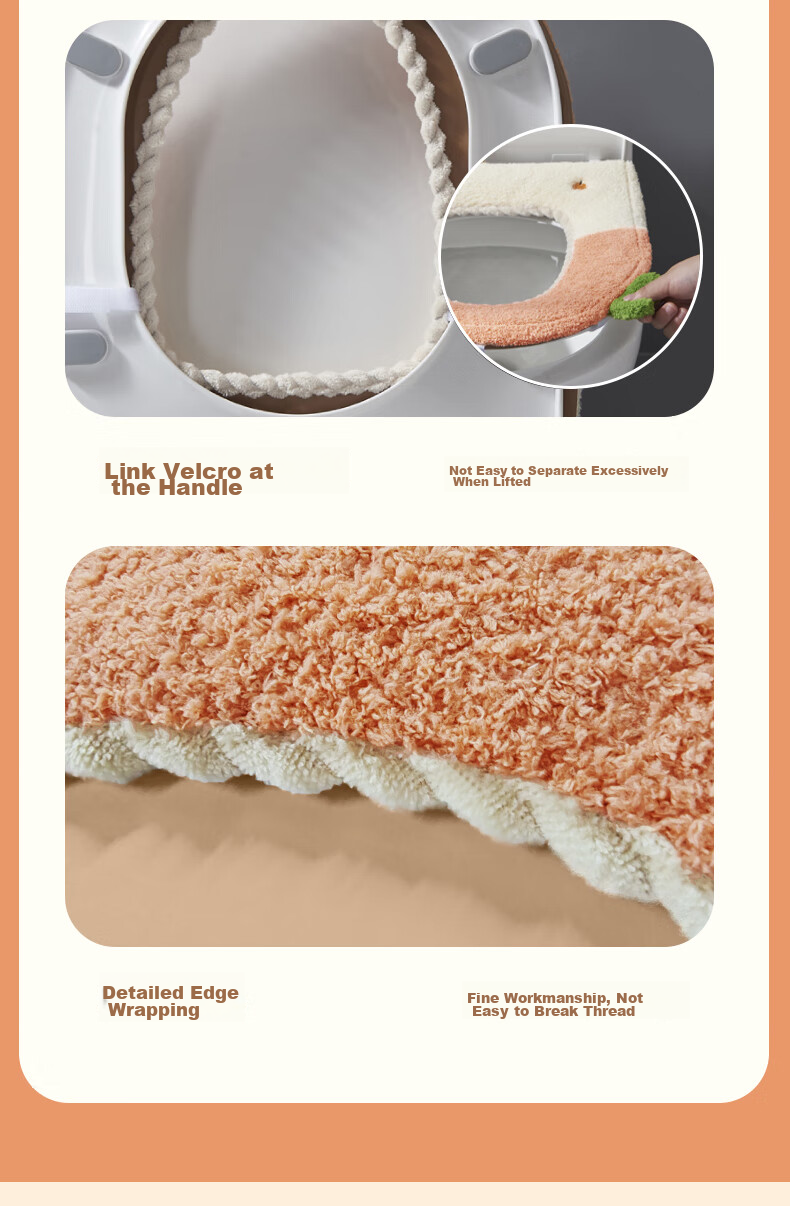 Baicaoyuan Toilet Seat Cover, Thickened PU Leather, Soft And Washable, Adhesive Padded Toilet Seat Cushion, Cloud Velvet, All-Season Universal Toilet Seat Cover Ring 14