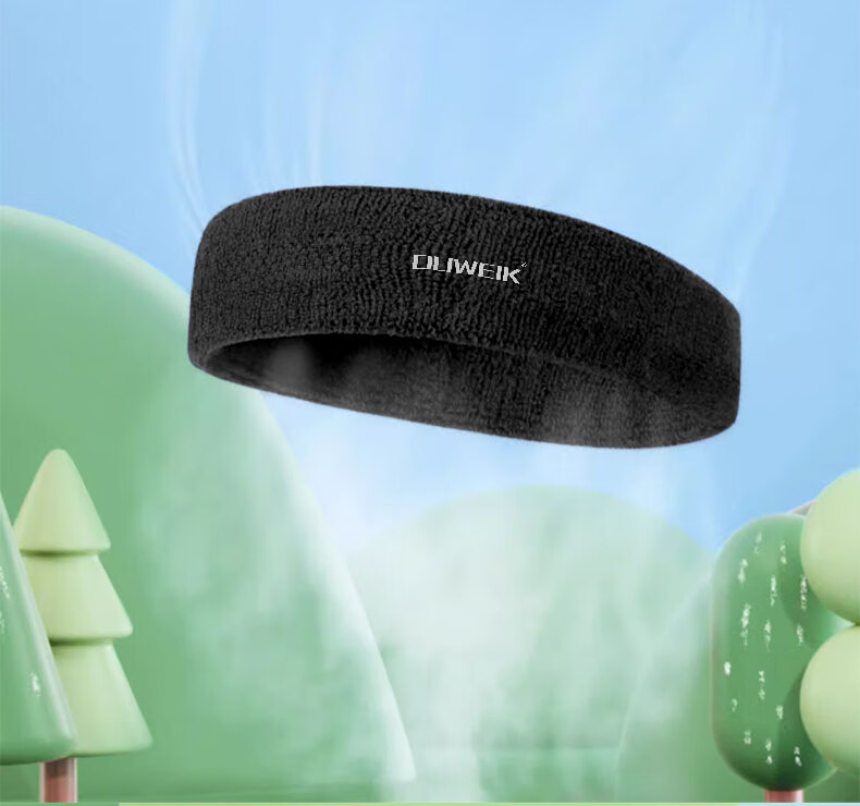 Duweike Sports Yoga Headband, Wristband for Men And Women, Forehead Band, Children's Sweat-Absorbing Headband, Running Basketball Fitness Three-Piece Set, Black 5