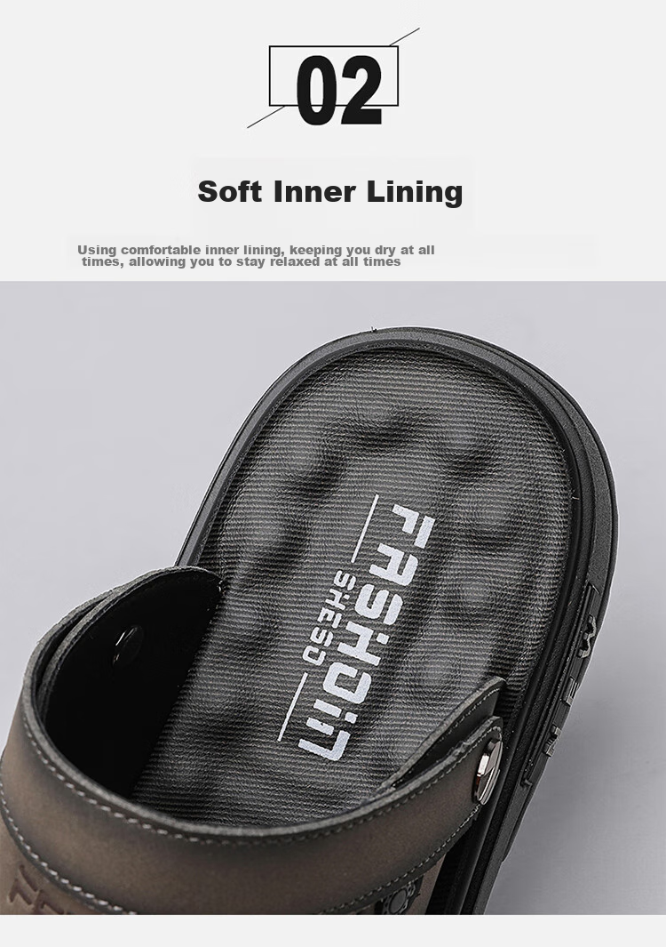CARTELO Leather Sandals for Men, Summer 2026 Breathable Beach Shoes, Dual-Use Men's Outdoor Slippers, Perforated Sandals 6