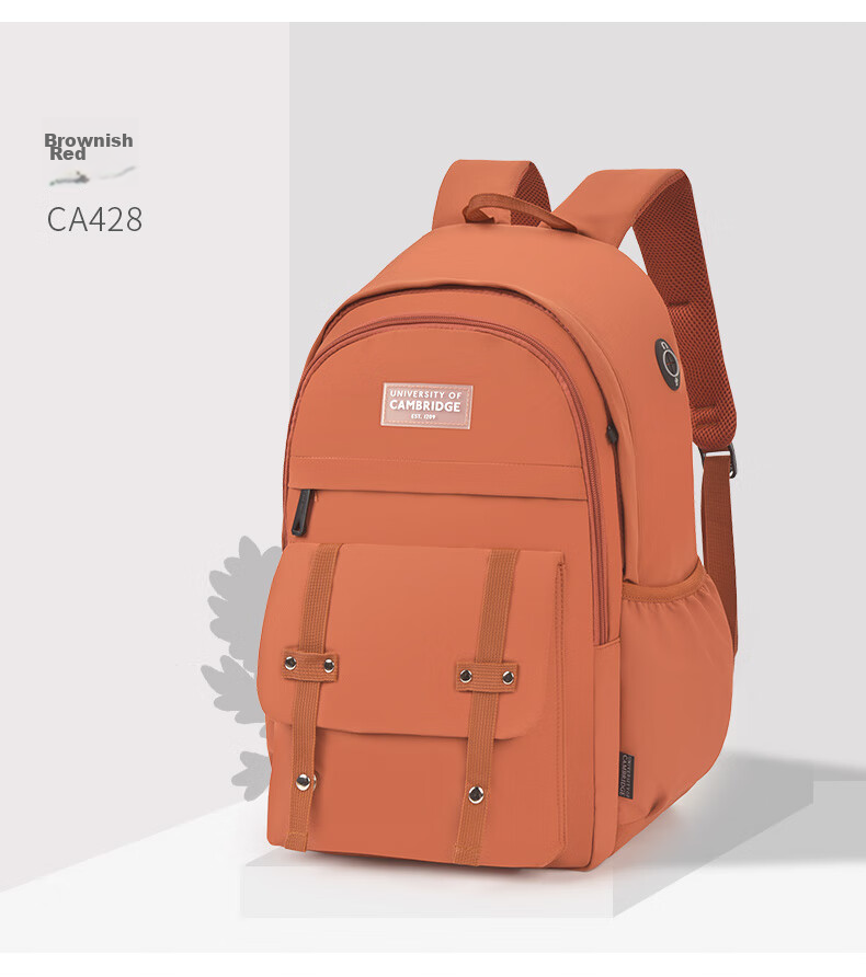 UNIVERSITY OF CAMBRIDGE Backpack for Female Middle School Students, Large Capacity Lightweight Double Shoulder Bag, Reduced-Load Backpack, Fashionable Trend CA428 Brown-Red 10