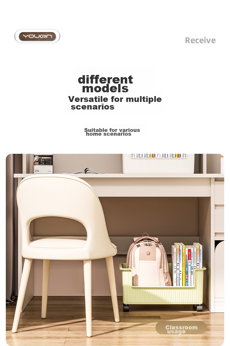 YOUQIN Under-Desk Book Storage Rack with Wheels, Floor-Standing Book Organizer, Movable Student Classroom Storage Shelf 10