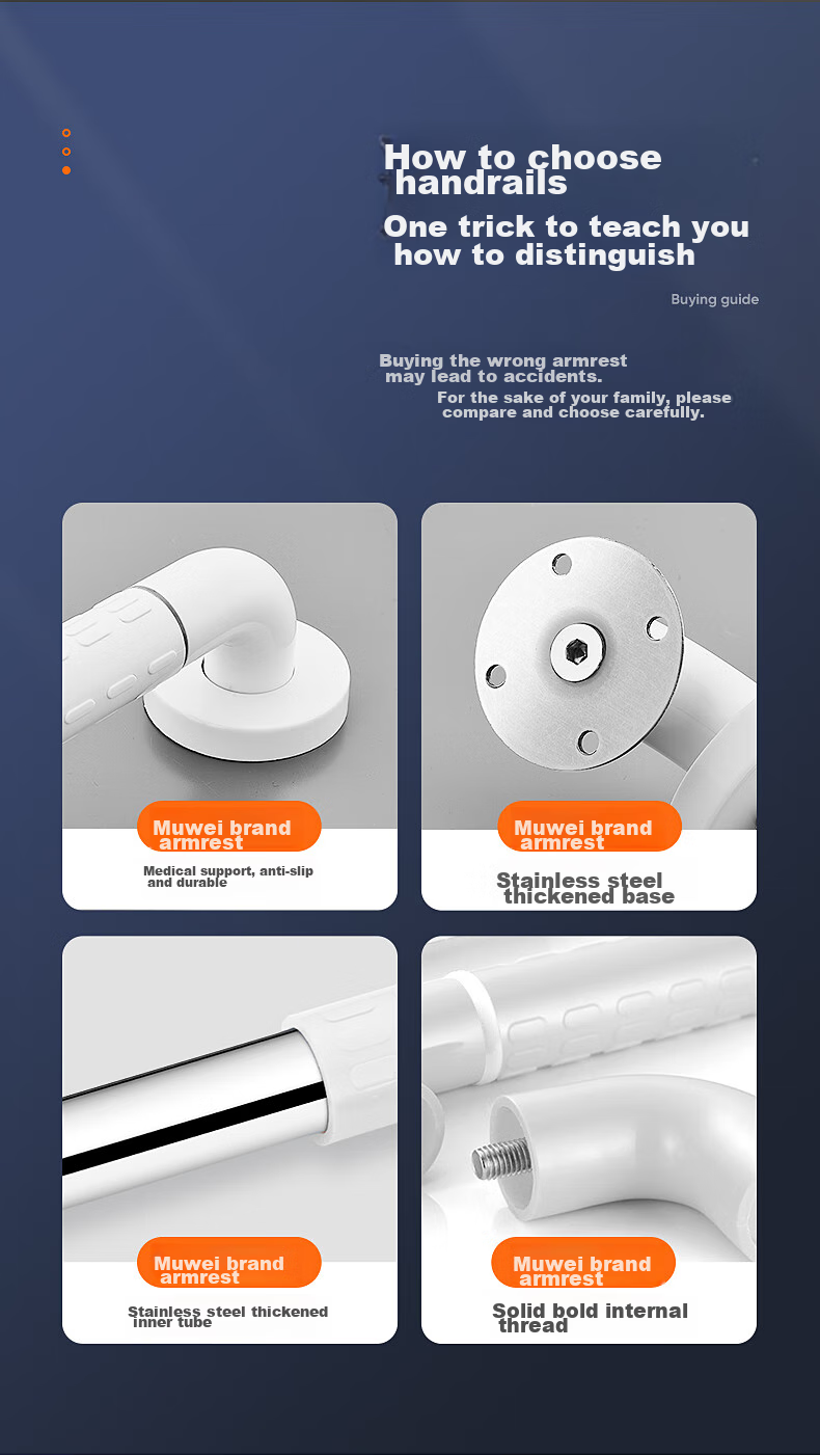 Muvi Barrier-Free Bathroom Toilet Handrail, Elderly Safety Handrail Railing, Specialized Bathroom Toilet Anti-Fall Lifting Device 4