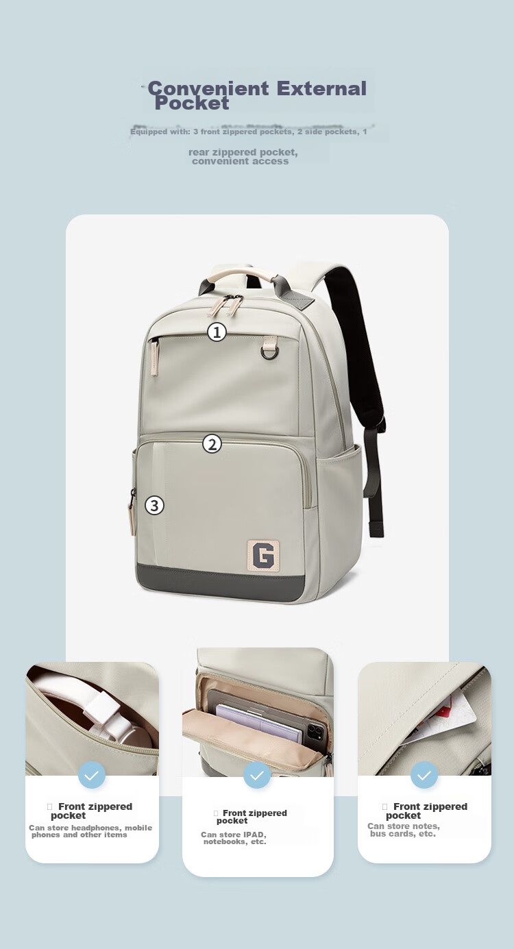 GOLF Backpack for Middle School, High School And College Students, Men's And Women's Shoulder Bag, 15.6-Inch Laptop Bag 12