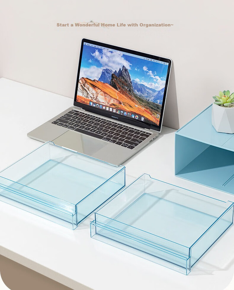 Deli Single Compartment Desktop Storage Box, Drawer-Style Office Desk Organizer for Stationery And Document Classification, Multi-Layer Storage Container, Dust-Proof Organizer Box, White PK104 7
