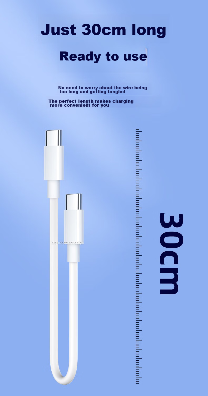 Chaofan Two-Pack Dual-Head Type-C Data Cable, PD Charging Cable 65W, Suitable for Huawei, Xiaomi, Samsung, Vivo, Lenovo Phones And Tablets, Data Transfer And Charging Cable 3