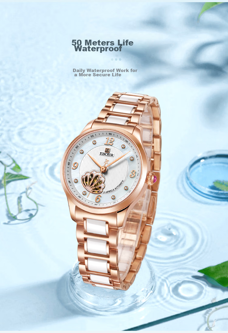 EBOHR Women's Watch, Shell Skeleton Ladies Mechanical Watch, Birthday Mid-Autumn Festival Gift, 50690121 for Girlfriend 16
