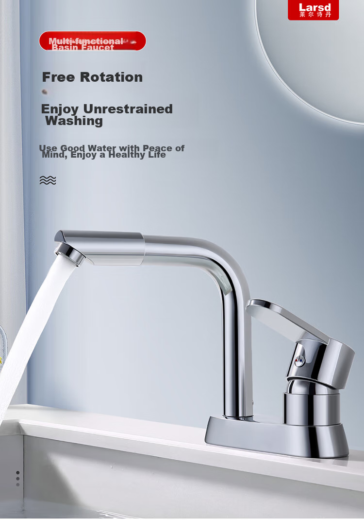 Larsd Basin Faucet, Hot And Cold Face Basin Faucet, All-Copper Body, Double-Hole Bathroom Cabinet Faucet LD86022 1