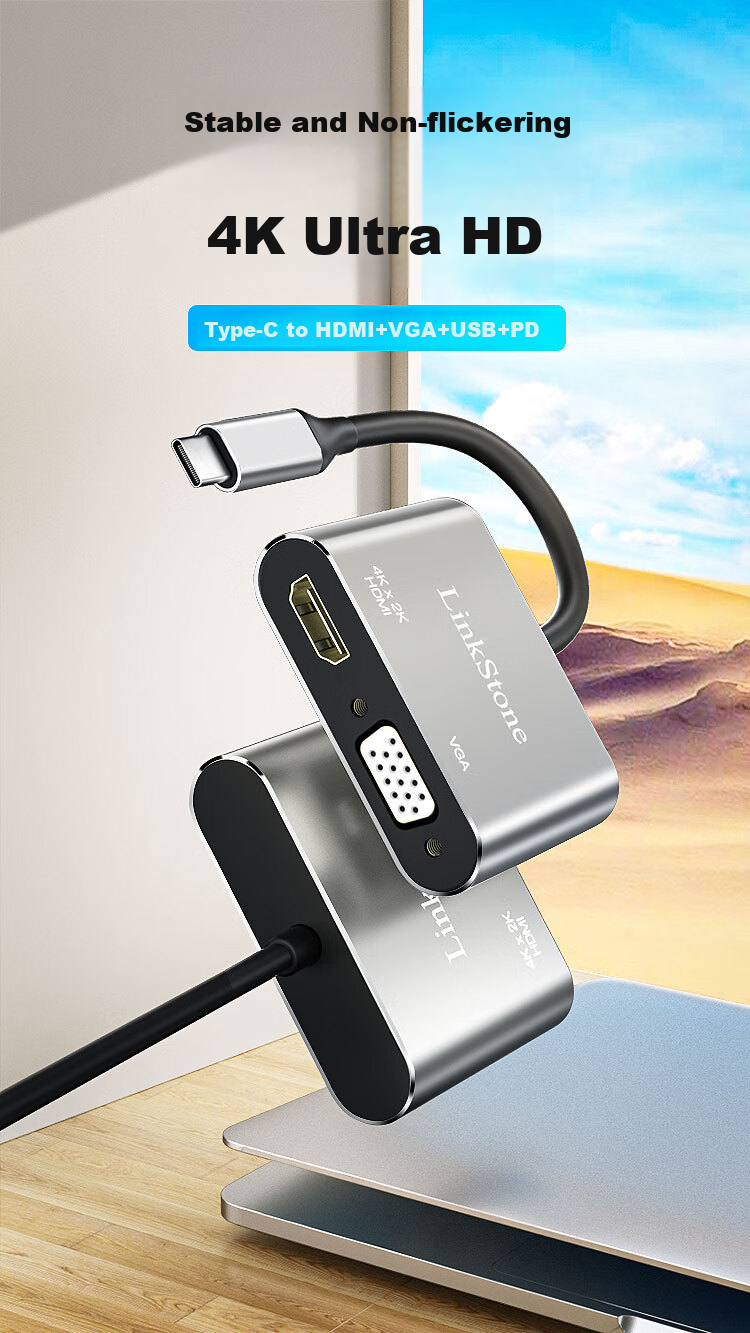 LinkStone Type-C to HDMI Expansion Dock, Apple Computer Adapter, MacBook Converter, USB 3.0 Hub Splitter, Switch Expansion Dock, Phone to TV Adapter 2