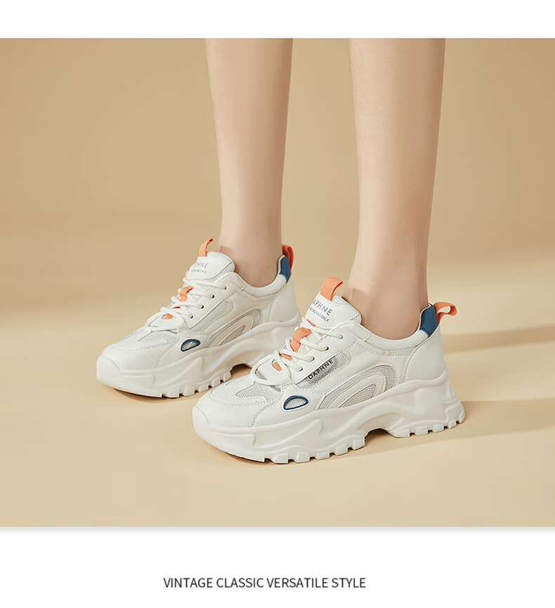 DAPHNE Mesh Casual Shoes for Women, Thick-Soled Breathable Height-Increasing Slimming Foot-Smallening Dad Shoes 4623101141 White Blue 36 8