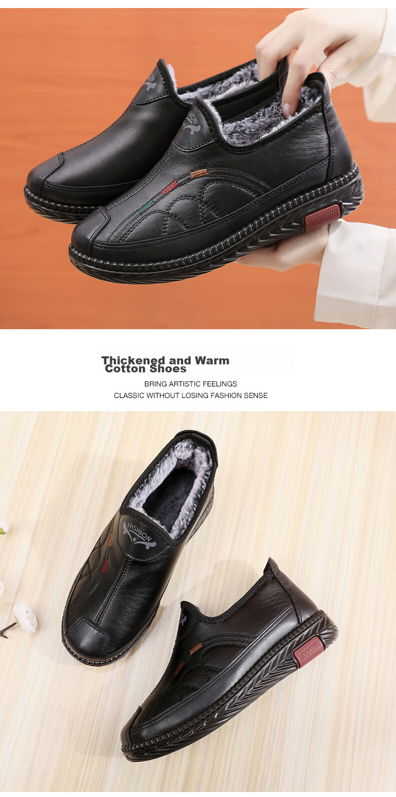 Ankang Old Beijing Cloth Shoes for Women, Winter Fleece-Lined Warm Middle-Aged And Elderly Mom Cotton Shoes Soft Sole 78977 Red 35 18