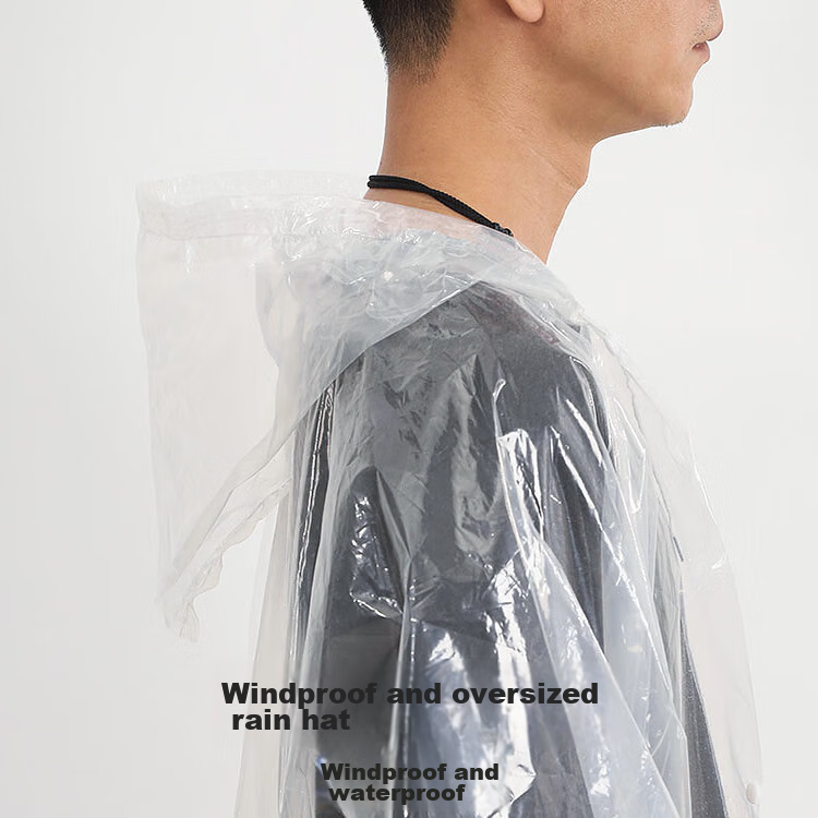 Lehuolvxing Disposable Raincoat, Thickened Adult Hiking Outdoor Concert All-In Full-Body Heavy Rain Protection Poncho, Long Style with Large Brim 5