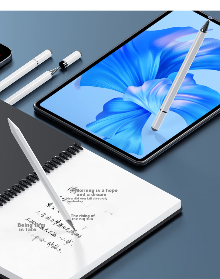 ESCASE [Three-In] IPad Capacitive Stylus, Mobile Phone Tablet Touch Writing Pen, Magnetic Screen Compatible with Huawei Apple Pencil Second Generation, Tech White TP-I15Pro 12
