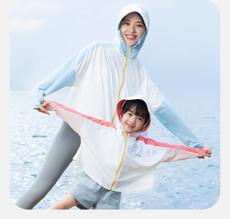 SHUKIKU Children's Sun Protection Clothing, UV-Resistant, Original Yarn Ice-Cool Breathable, Boys And Girls Cape Sun Protection Garment, Blue, 120/60 34