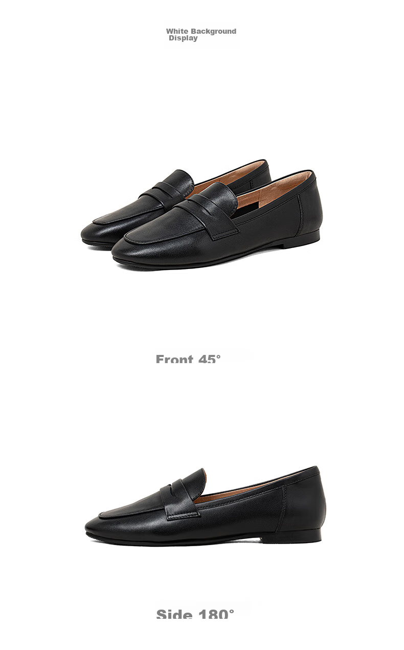 COMELY Women's Slip-On Loafers, Autumn New Style Mall Version, Lightweight Comfortable Commuter Leather Shoes, Black, Size 33 16