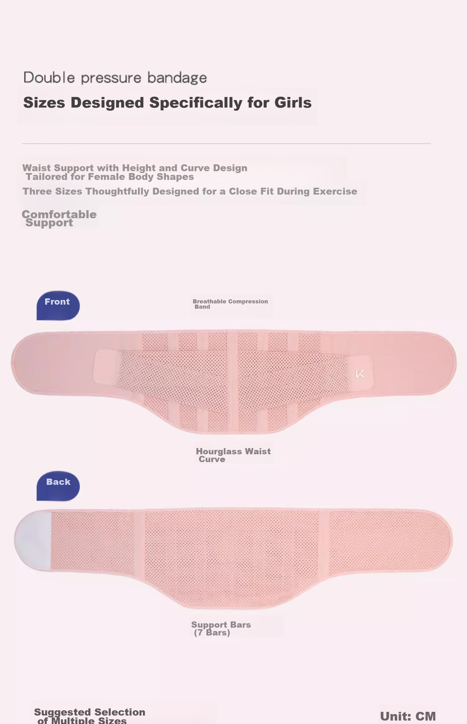 Keep Waist Support Belt for Herniated Disc, Lumbar Support, Post-Surgery Rehabilitation, Lumbar Muscle Strain, Prolonged Sitting, Training Brace, Pink, M 18