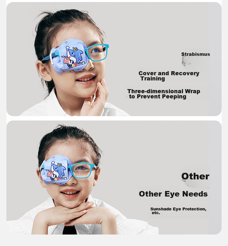 Moremerry Children's Eye Patch Monocular Vision Strabismus Corrector Trainer Amblyopia Light Blocking Eye Cover Strawberry Rabbit 5