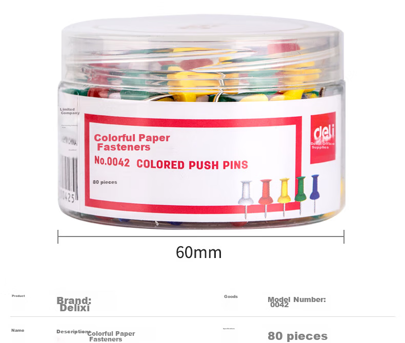 Deli [Super Popular] Colored T-Pins, Cork Board Pushpins, Drawing Pins, 80 Pieces/tube, 0042 13