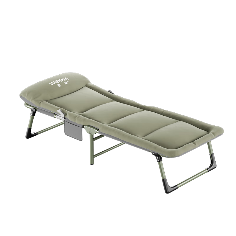 Wenna Folding Bed, Single Bed for Office Nap, Military Cot, Accompanying Care Bed, Double-Fold Mattress Integrated