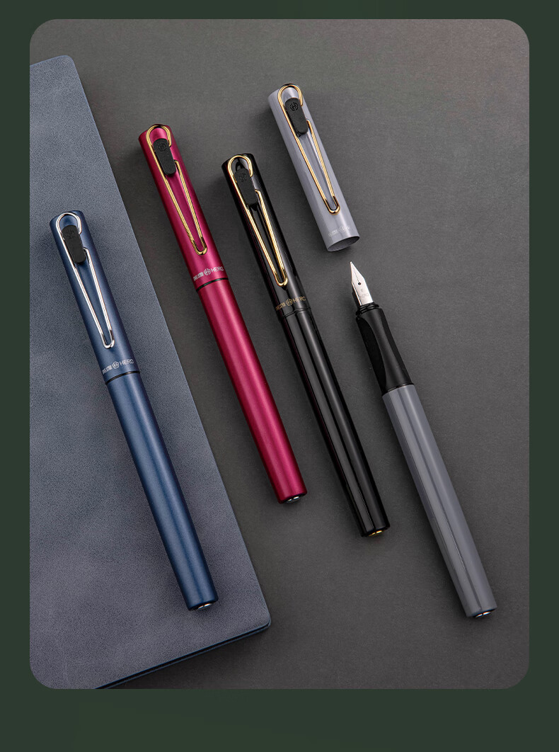 HERO E501 Iridium Nib Fountain Pen EF Tip Blue Matte New Year Gift Stylish Business Office Student Writing Practice Ink Pen 18