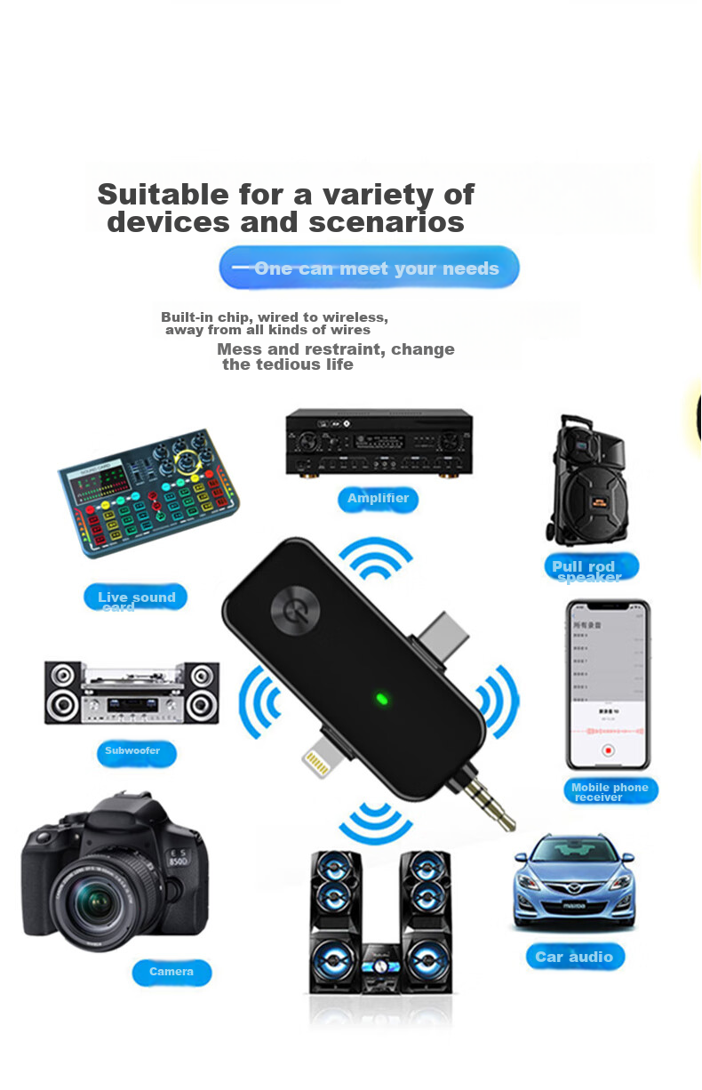 Masentek AP003 Wireless Lavalier Microphone, Douyin Live Streaming Online Class Microphone Recorder, Compatible with Apple Android Type-C Phones Computers 3.5mm Cameras 15