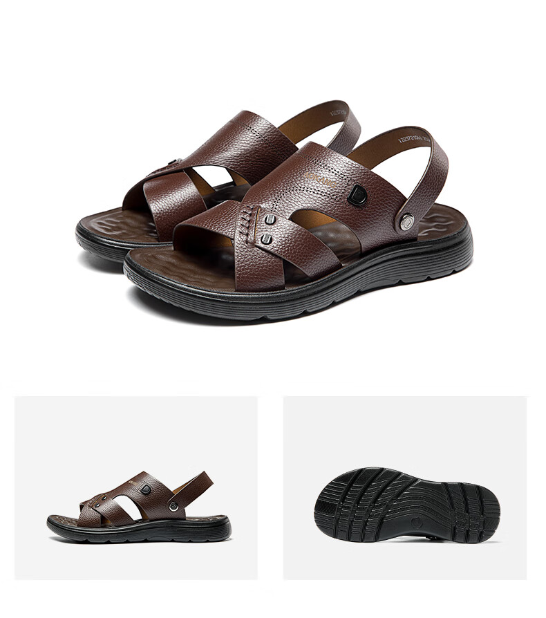 Aokang Fashionable Comfortable Beach Shoes, Men's Casual Sandals, Two-Way Wear Slippers, Black, Size 41 11
