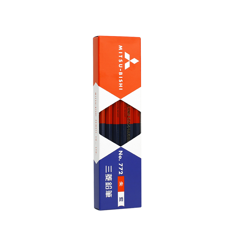 Uni Mitsubishi Art Sketching Marking Pencils, Student Drawing Exam Hexagonal Pencils, 772 Red And Blue Version, Pack of 12