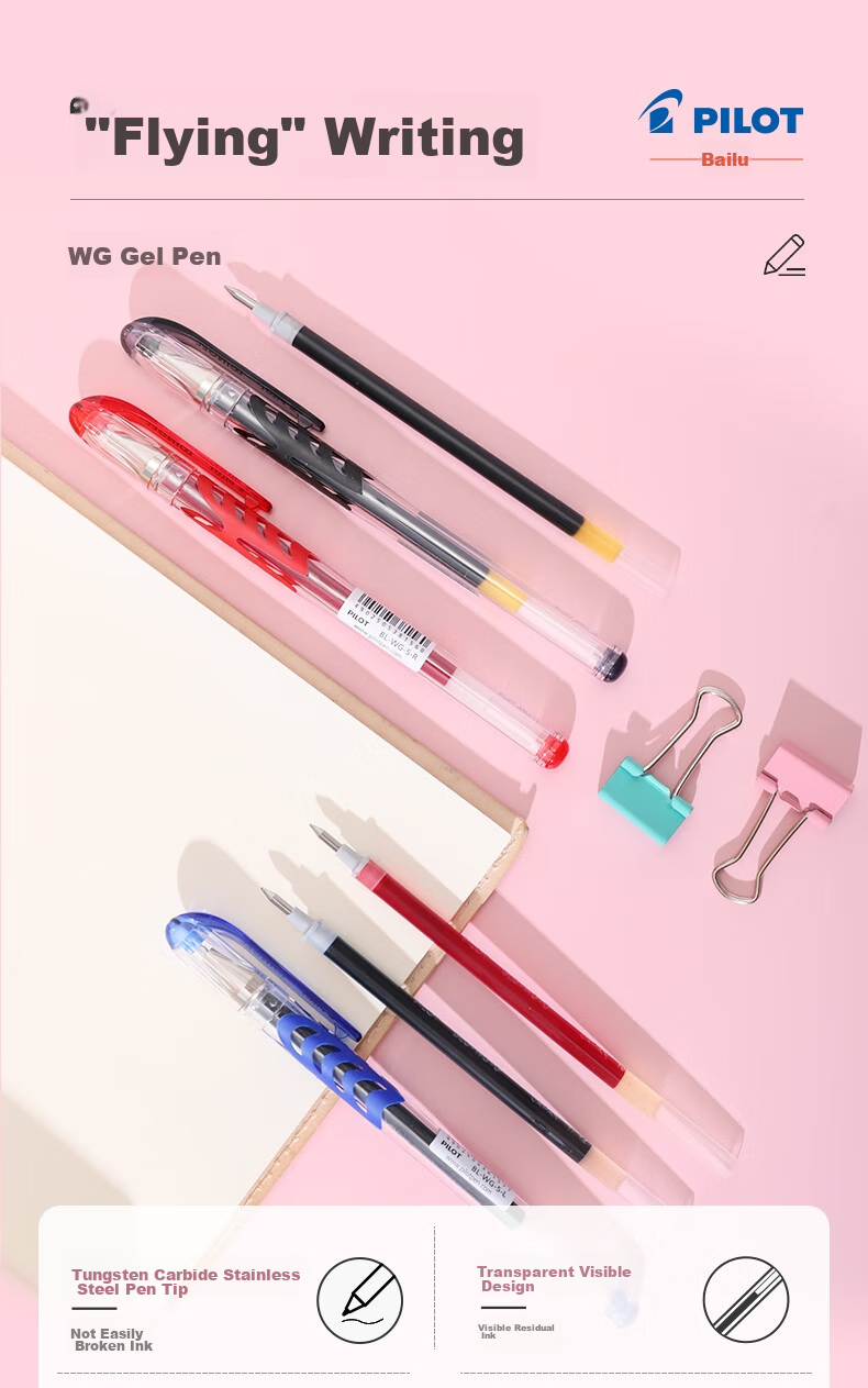 PILOT WG Gel Pen, Signature Pen, Water-Based Pen for Exam Practice, Smooth Rollerball Pen, Aesthetically Pleasing Office Supplies Stationery Set BL-WG 0.5mm Red 1