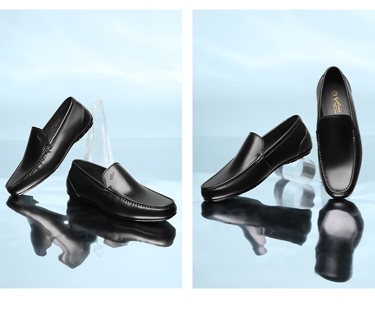 Goldlion Men's Slip-On Loafers, Comfortable Penny Loafers, Business Casual Leather Shoes, 57101035001A-Black Size 39 9
