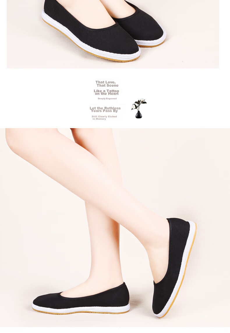 BUS HEYUAN Traditional Women's Hanfu with Breathable Buckle, Old Beijing Cloth Shoes, 91Y-1022A, Black Slip-On, Size 36 6