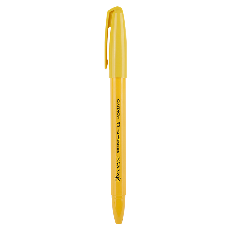 KOKUYO Anterique Collaboration Retractable Gel Pen, Office Signing Pen, 0.5mm Black Ink Refill, Yellow Barrel, 1 Piece, WSG-PR3035Y