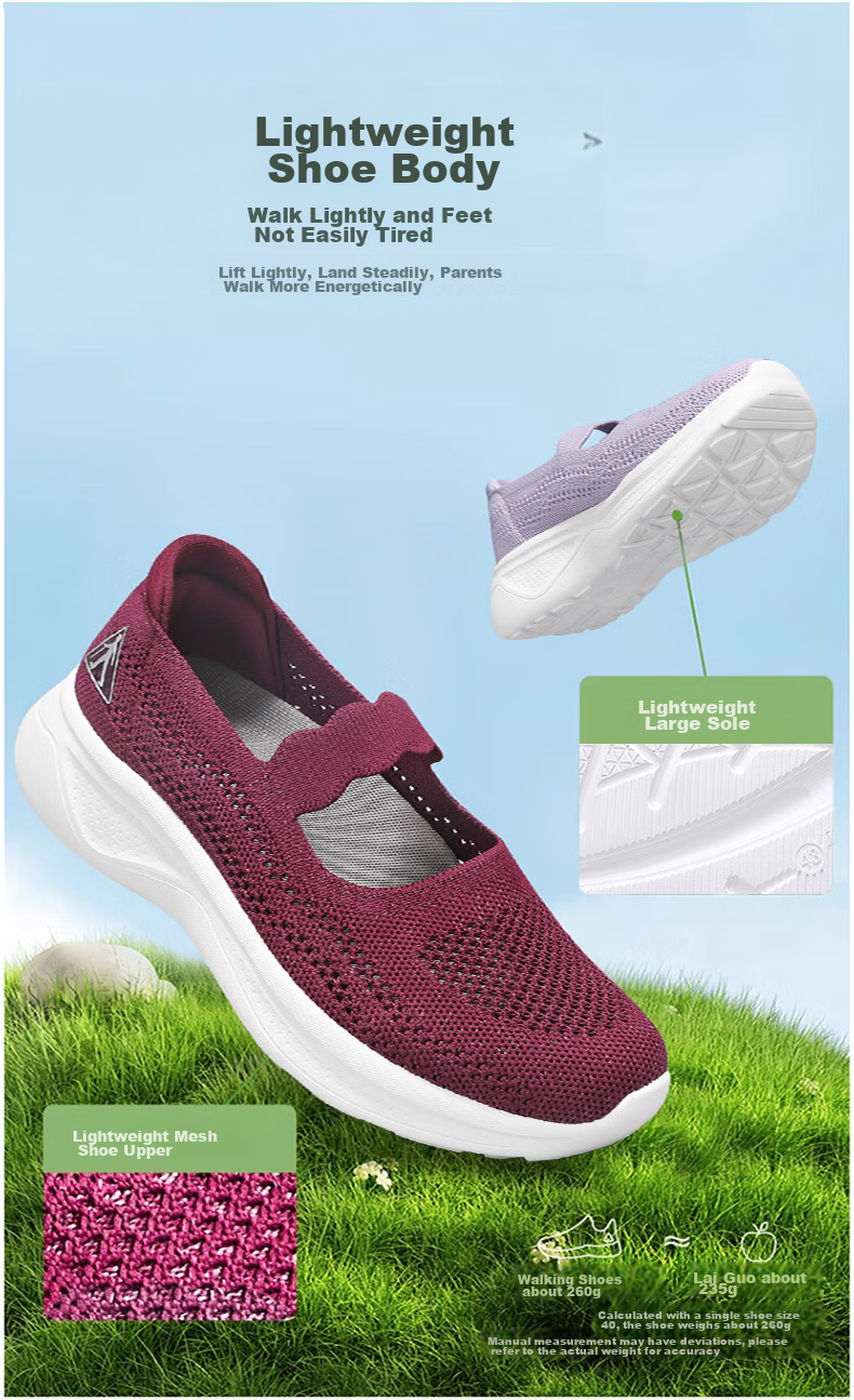 Zulijian Elderly Shoes, Autumn New Style Women's Slip-On Shoes, Mom Shoes, Middle-Aged And Elderly Casual Women's Shoes, 8643K Purple, Size 35 4