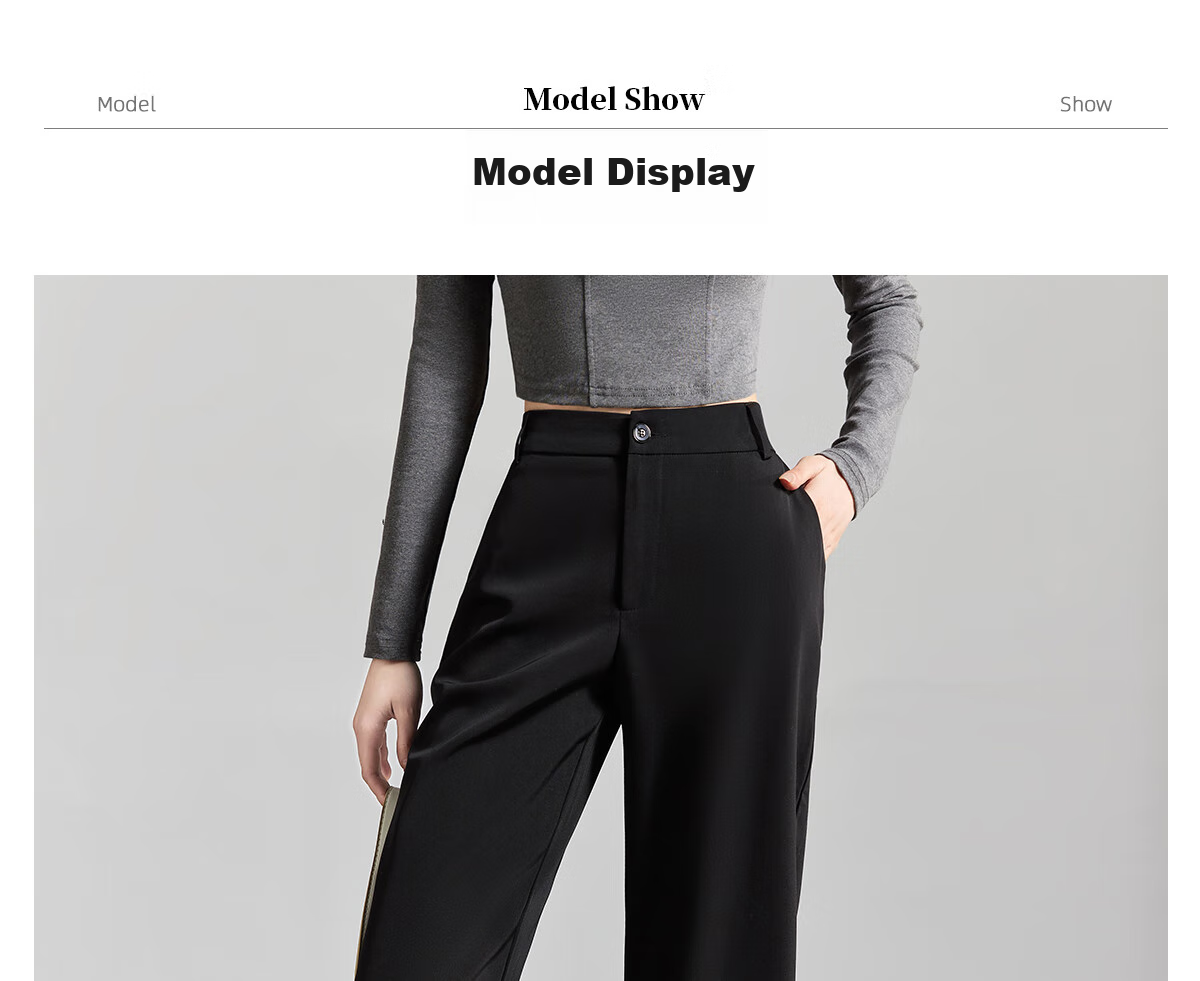 Chushen Women's High-Waisted Wide-Leg Pants, Black Casual Trousers with Draping Effect for Slimming, S137K5866, Size XL 12