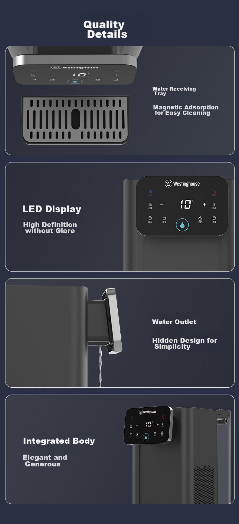 Westinghouse Instant Cooling And Heating Water Dispenser Manhattan Compact Home Water Dispenser for Milk And Boiling Water Office Living Room Desktop Tabletop Hot And Cold Water Dispenser W4S Pro 17