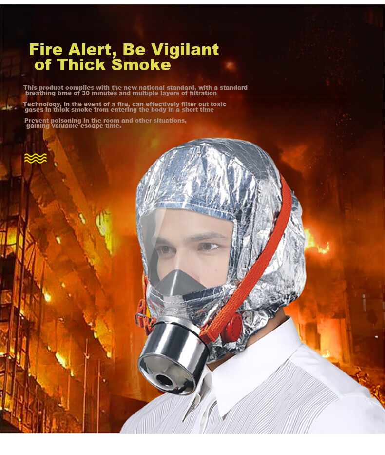 Zheye Fire Mask Filtered Gas Smoke Fire Respirator 3C Certified Fire Escape Self-Rescue Breathing Apparatus High-End Flagship Model 6