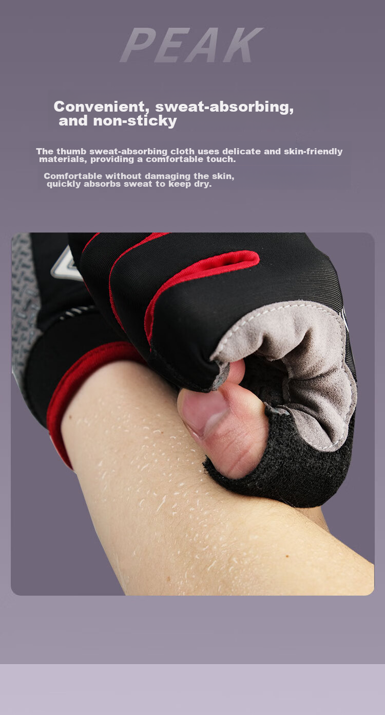 PEAK Cycling Gloves for Men And Women, Summer Ice Silk Sun Protection Non-Slip Bicycle Road Mountain Bike Riding Gloves, Black And Red 7