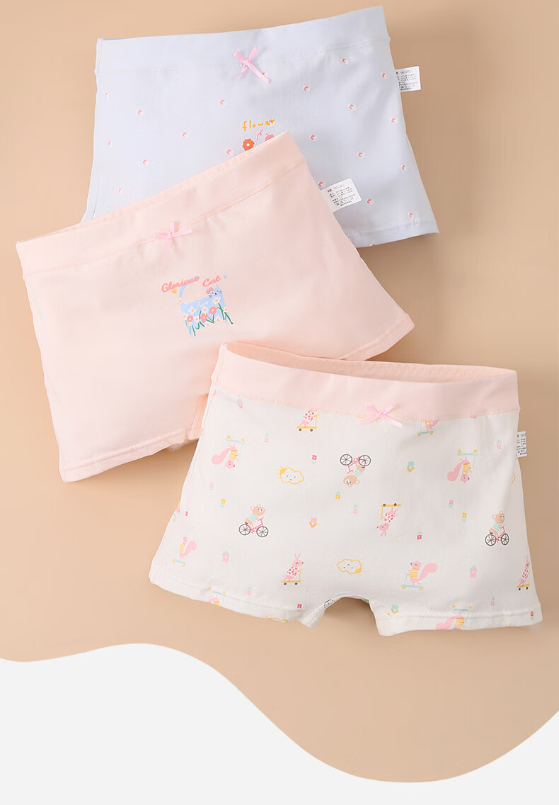 Langsha Children's Underwear, Girls' Student A-Class Cotton Mid to Big Kids Boxer Briefs, Girls' Youth Printed Boyshorts 2