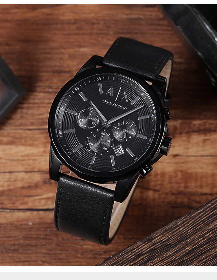 ARMANI EXCHANGE Men's Black Knight Three-Eye Dial Quartz Wristwatch, Gift for Men AX7105 Father's Day 2