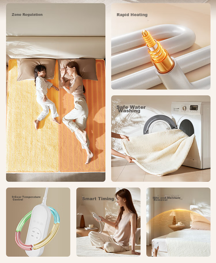 JD Original [High Temperature Power-Off] Timer Mite Removal Electric Heating Blanket High-End Lambswool Double Control for Two People 1.8x2m 2
