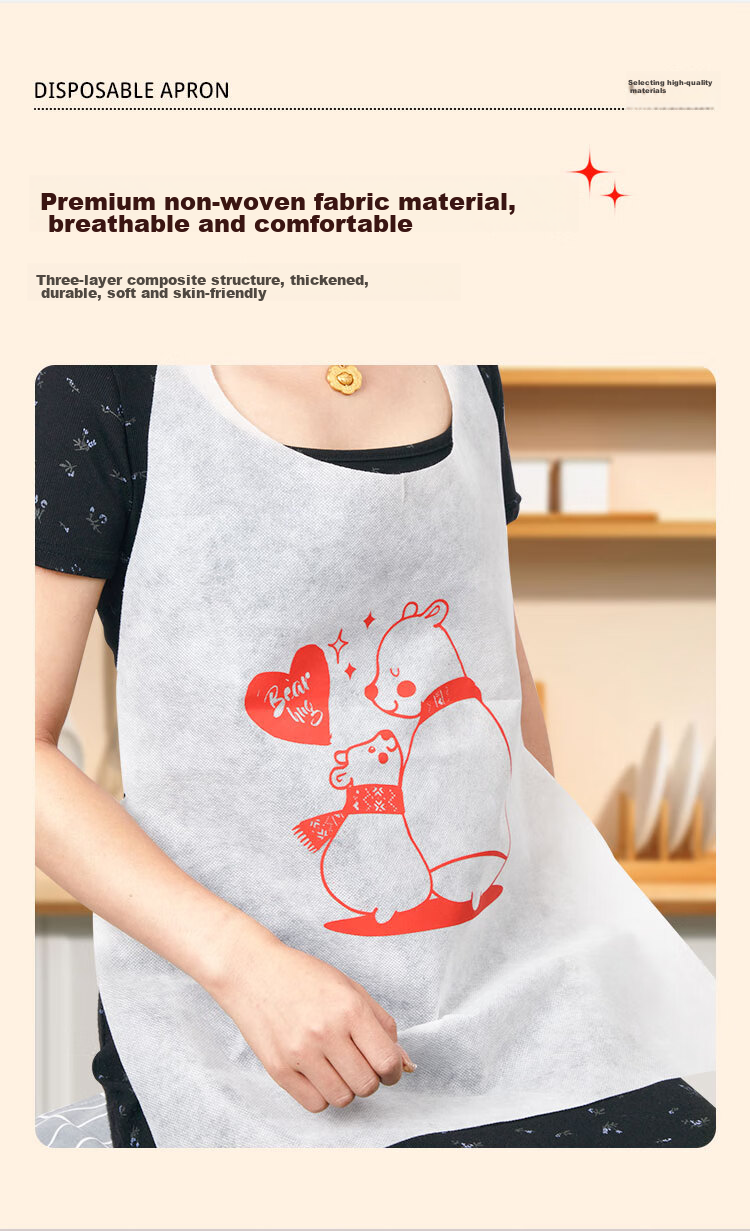 LANZIRAN Disposable Non-Woven Apron for Children And Adults, Hot Pot Oil-Proof Waterproof Bib, Pack of 30 5