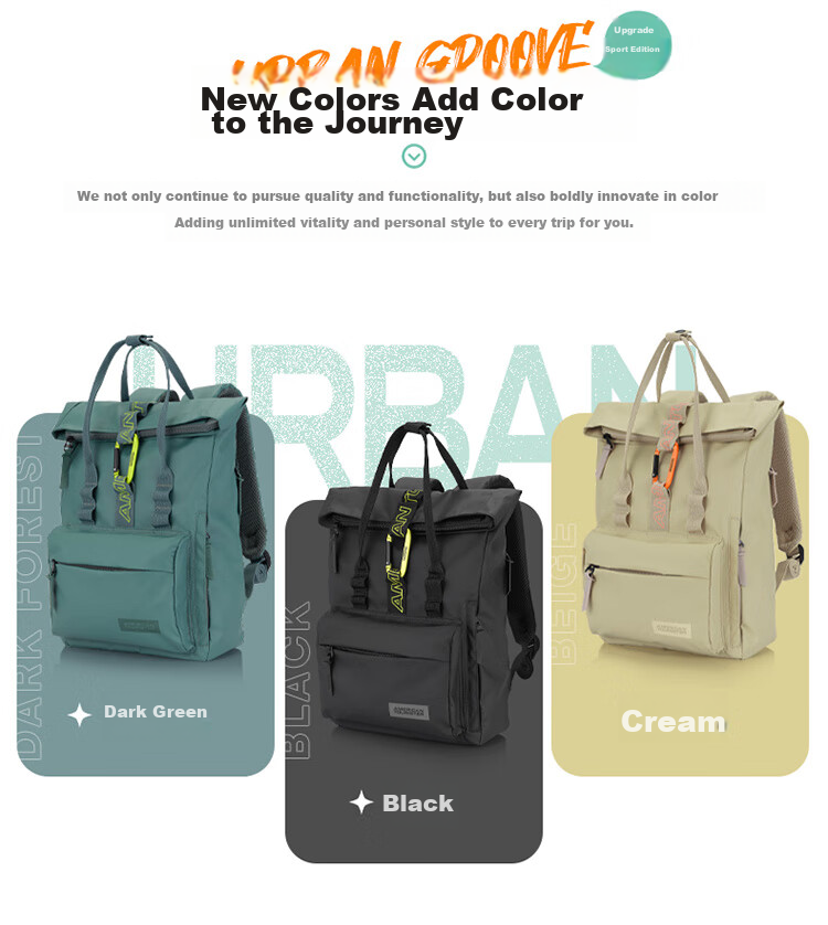AMERICAN TOURISTER Roll-Up Bag, Casual Backpack, Travel Bag, Large Capacity Schoolbag, Laptop Bag, 24G, Black 3