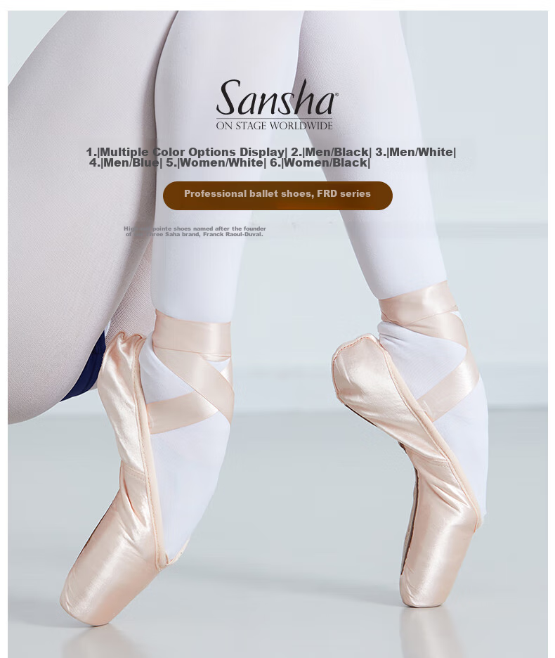 Sansha Ballet Pointe Shoes, Satin Upper, Leather Sole, Dance Shoes, Hard Shoes, Practice Shoes, FRD1.0REG, De Satin, Size 38 1