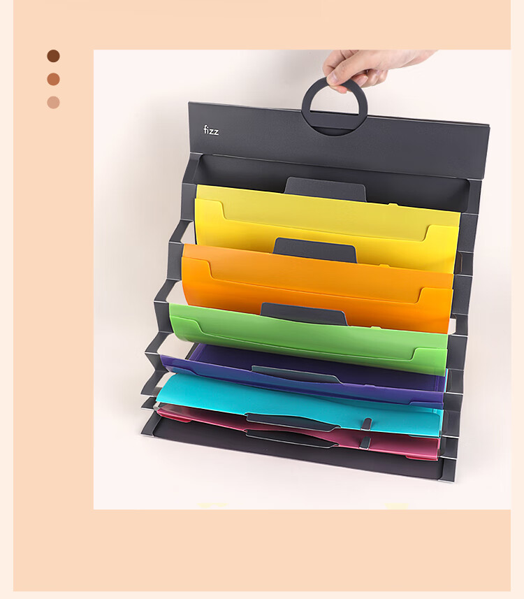 Fizz A4 Hanging Rainbow Accordion File Folder with Large Capacity, Subject Organizer, Handheld Bag, Wall-Mounted Document Holder, 7-Layer File Protection, Office And Home Use FZ104001 2