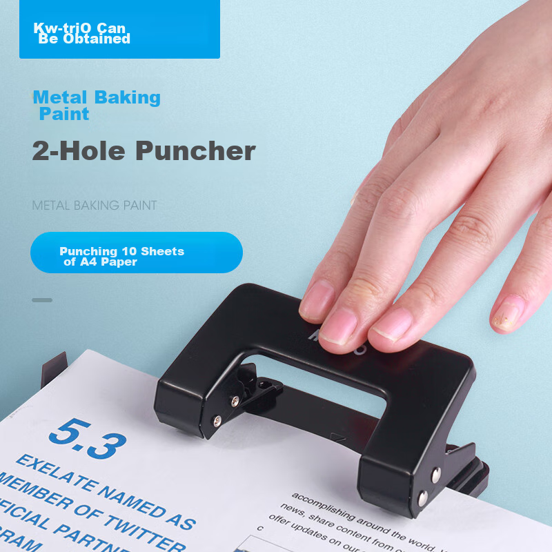 KW-triO Two-Hole Loose-Leaf Punch Metal Binder with Ruler 20-Sheet Small Loose-Leaf Notebook Voucher Four-Hole Punch Machine