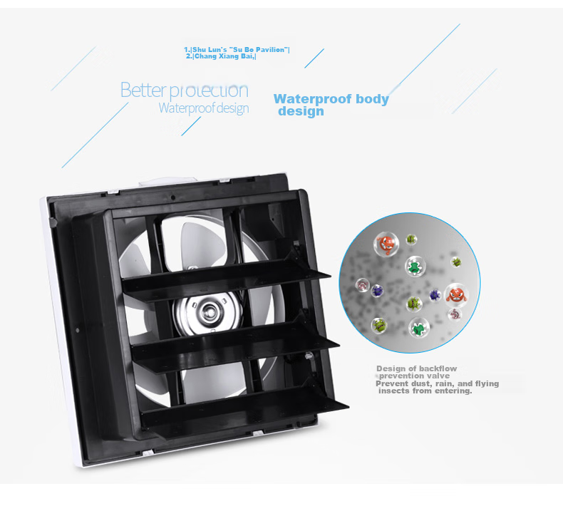 Nedfon APB20-4 Exhaust Fan, Bathroom Window-Mounted Wall Fan, Smoke Extractor, Ventilation Fan, Air Exchanger, Square Opening 8