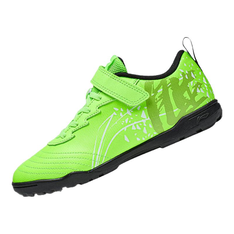 Li-Ning Children's Soccer Shoes with Molded Studs TF6 for Boys Aged 12 And Up, Big Kids, Teenagers, Velcro Professional Training Sports Shoes Size 34